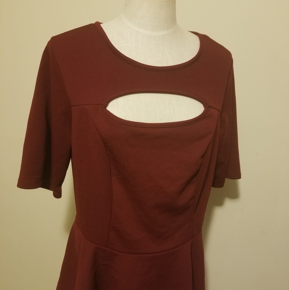 Wine Colored Top with Key Hole - Ashley Stewart